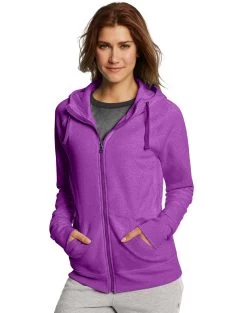 Champion Women`s Fleece Full Zip Hoodie -Outfit Fashion Shop HBI CW0933 AmethystGlazeHeather