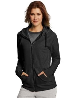 Champion Women`s Fleece Full Zip Hoodie -Outfit Fashion Shop HBI CW0933 Black