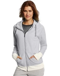 Champion Women`s Fleece Full Zip Hoodie -Outfit Fashion Shop HBI CW0933 OxfordHeatherOatmealHeather