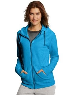 Champion Women`s Fleece Full Zip Hoodie -Outfit Fashion Shop HBI CW0933 UnderwaterBlueHeather