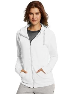 Champion Women`s Fleece Full Zip Hoodie -Outfit Fashion Shop HBI CW0933 White