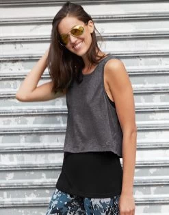 Champion Women`s Layered Tank -Outfit Fashion Shop HBI CW9225 GraniteHeatherBlack