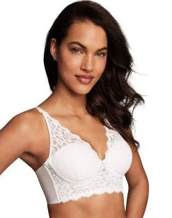 Maidenform Womens Casual Comfort Convertible Wirefree Bralette -Outfit Fashion Shop HBI DM1188 White