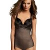 Maidenform Womens Sexy Lace Firm Control WYOB Romper -Outfit Fashion Shop HBI DM2003 BlackwBodyBeigeLining