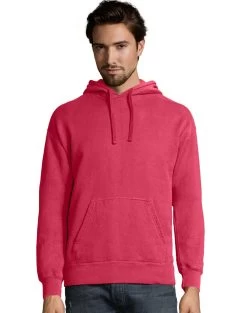 Hanes Big Mens ComfortWash Garment Dyed Fleece Hoodie Sweatshirt -Outfit Fashion Shop HBI GDH450 CrimsonFall