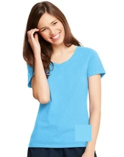 Hanes X-Temp Women`s V-Neck T-Shirt 26 Hanes X-Temp Women`s V-Neck T-Shirt -Outfit Fashion Shop HBI H42V0 BlueHorizon