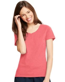 Hanes X-Temp Women`s V-Neck T-Shirt 27 Hanes X-Temp Women`s V-Neck T-Shirt -Outfit Fashion Shop HBI H42V0 CharismaCoral