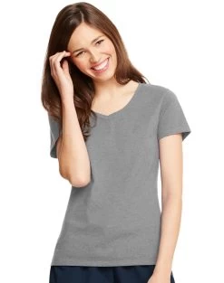 Hanes X-Temp Women`s V-Neck T-Shirt 31 Hanes X-Temp Women`s V-Neck T-Shirt -Outfit Fashion Shop HBI H42V0 LightSteel