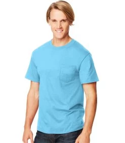 Hanes Beefy-T Adult Pocket T-Shirt -Outfit Fashion Shop HBI H5190 BlueHorizon