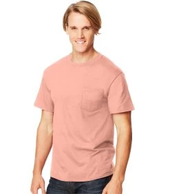 Hanes Beefy-T Adult Pocket T-Shirt -Outfit Fashion Shop HBI H5190 CandyOrange