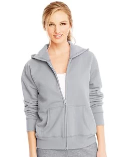 Hanes Women`s ComfortSoft EcoSmart Full-Zip Hoodie Sweatshirt -Outfit Fashion Shop HBI HO4637 LightSteel