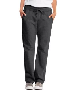 Hanes Women`s French Terry Pocket Pant -Outfit Fashion Shop HBI HO4677 CharcoalHeather