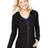 Hanes Womens French Terry Zip Hoodie -Outfit Fashion Shop HBI HO4693 Ebony