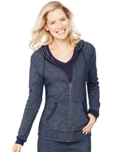 Hanes Womens French Terry Zip Hoodie 14 Hanes Womens French Terry Zip Hoodie -Outfit Fashion Shop HBI HO4693 NavyHeather