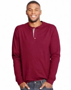 Hanes Men`s Beefy-T Long-Sleeve Henley -Outfit Fashion Shop HBI HO5719 BurntBrick 1e60f460 2f67 4a4c bee4 ed75236054be