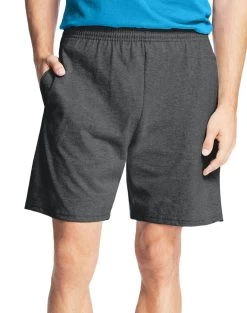 Hanes Men`s Jersey Cotton Shorts -Outfit Fashion Shop HBI HO8790 CharcoalHeather