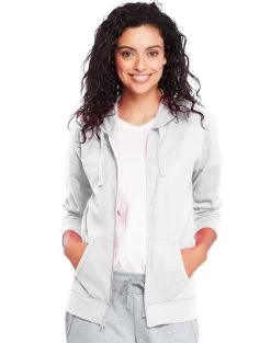 Hanes Women`s Slub Jersey Hoodie -Outfit Fashion Shop HBI HO9249 White