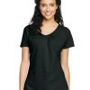 Hanes Women`s Slub Jersey Shirred V-Neck -Outfit Fashion Shop HBI HO9253 Black