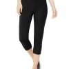 Hanes Women`s Stretch Jersey Capri -Outfit Fashion Shop HBI HO9293 Black
