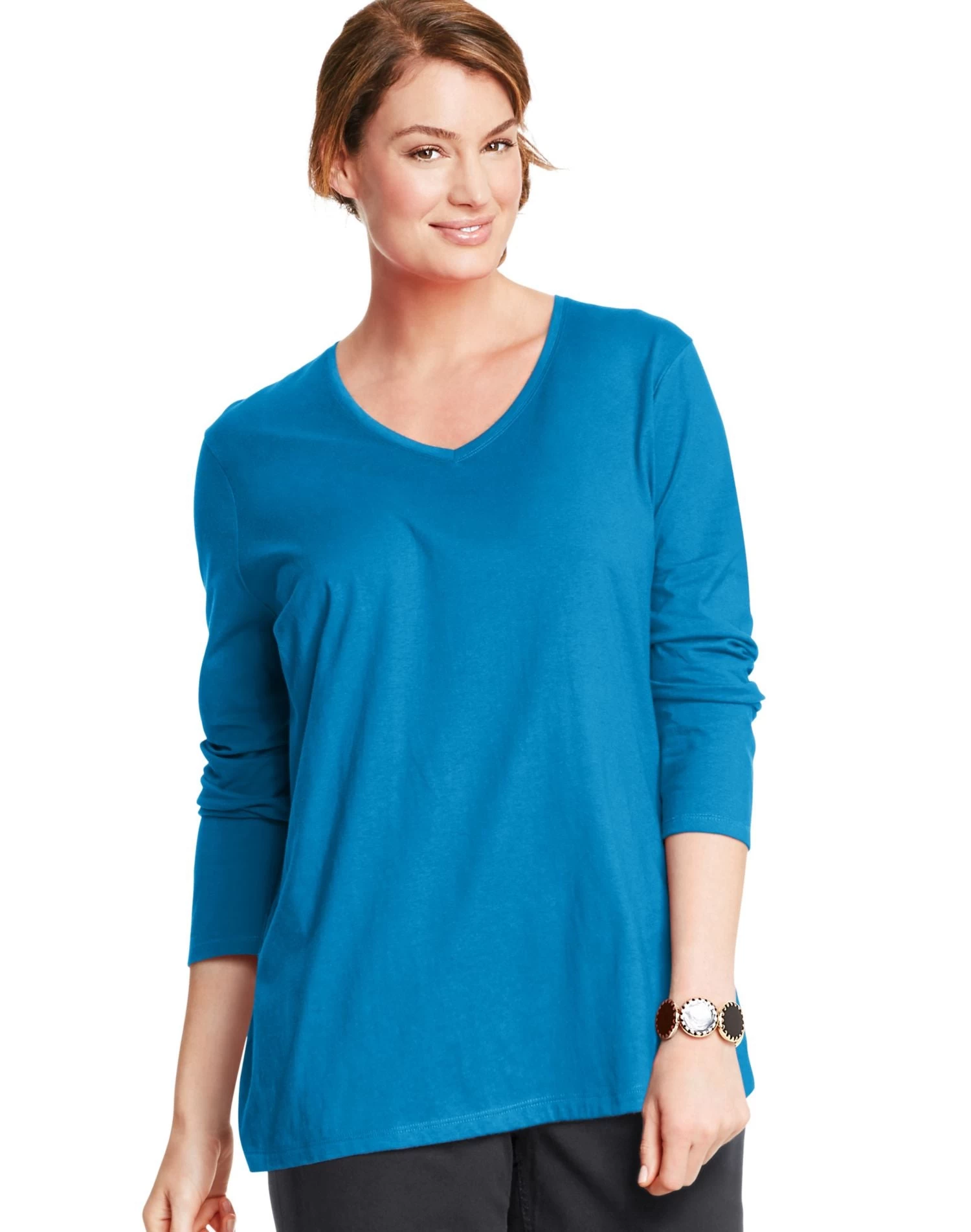 Just My Size Women`s Long-Sleeve V-Neck Tee 4 Just My Size Women`s Long-Sleeve V-Neck Tee - Image 2