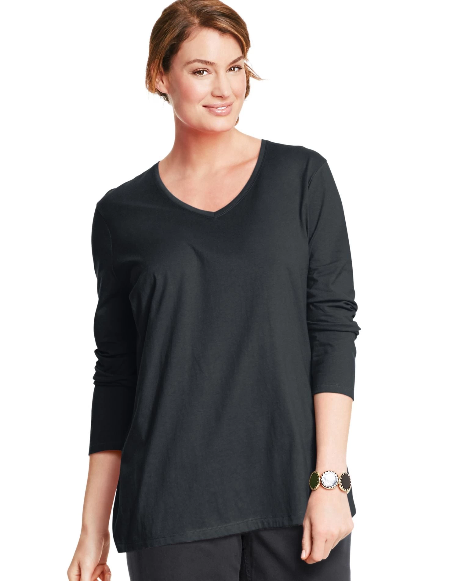 Just My Size Women`s Long-Sleeve V-Neck Tee 5 Just My Size Women`s Long-Sleeve V-Neck Tee - Image 3