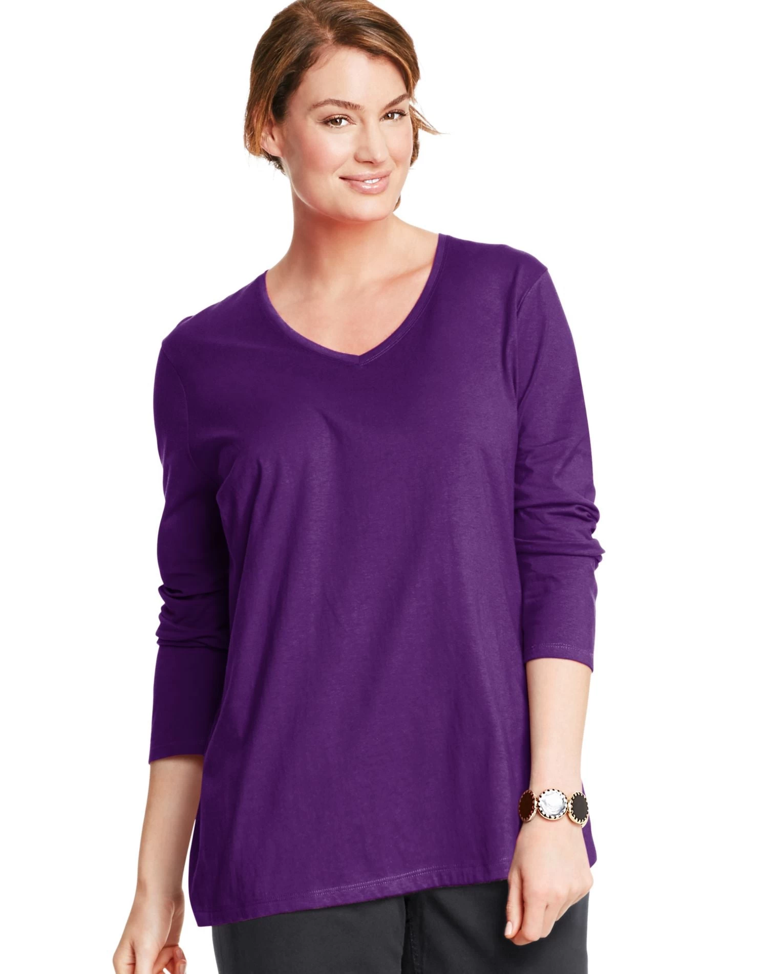 Just My Size Women`s Long-Sleeve V-Neck Tee 9 Just My Size Women`s Long-Sleeve V-Neck Tee - Image 7