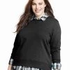 Just My Size Women`s ComfortSoft EcoSmart V-Notch Crewneck Sweatshirt -Outfit Fashion Shop HBI HOJ098 Ebony