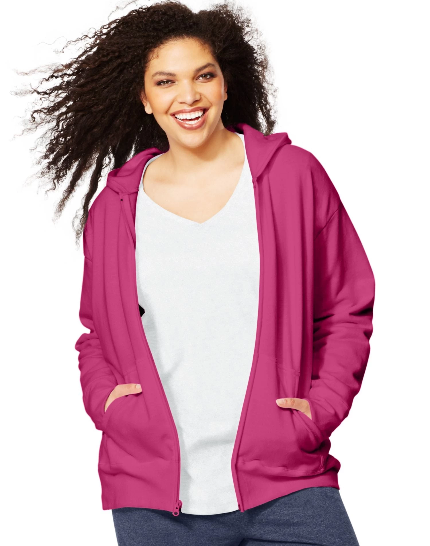 Just My Size Women`s ComfortSoft EcoSmart Fleece Full-Zip Hoodie 7 Just My Size Women`s ComfortSoft EcoSmart Fleece Full-Zip Hoodie - Image 5