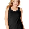 Just My Size Womens Essentials Stretch Jersey Lace Trim Tank 2 Just My Size Womens Essentials Stretch Jersey Lace Trim Tank -Outfit Fashion Shop HBI HOJ314 Black