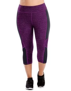 Just My Size Womens Active Blocked Capris 17 Just My Size Womens Active Blocked Capris -Outfit Fashion Shop HBI HOJ364 SpotonPlumDreamBlackPiecing
