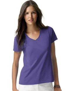 Hanes Womens Lightweight Nano-T Short Sleeve V-neck Tee 2-Pack -Outfit Fashion Shop HBI HS04 Purple
