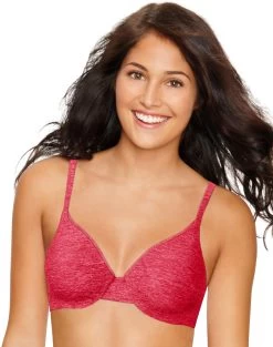 Hanes Ultimate ComfortBlend® Women`s T-Shirt Underwire Bra -Outfit Fashion Shop HBI HU02 BeautyRedHeather