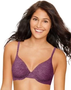 Hanes Ultimate ComfortBlend® Women`s T-Shirt Underwire Bra -Outfit Fashion Shop HBI HU02 BurgundySunsetHeather