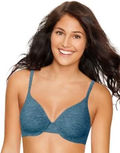 Hanes Ultimate ComfortBlend® Women`s T-Shirt Underwire Bra -Outfit Fashion Shop HBI HU02 DeepestTealHeather