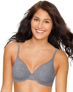 Hanes Ultimate ComfortBlend® Women`s T-Shirt Underwire Bra -Outfit Fashion Shop HBI HU02 SilverShadowHeather