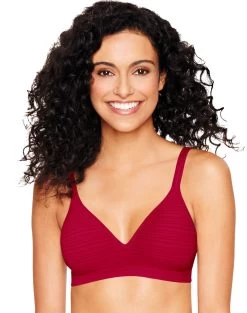 Hanes Ultimate Perfect Coverage ComfortFlex Fit® Women's Wirefree Bra -Outfit Fashion Shop HBI HU08 BeautyRedStripe