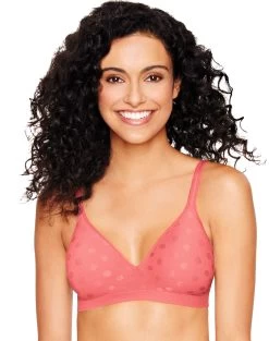 Hanes Ultimate Perfect Coverage ComfortFlex Fit® Women's Wirefree Bra -Outfit Fashion Shop HBI HU08 BlushingRougeDot