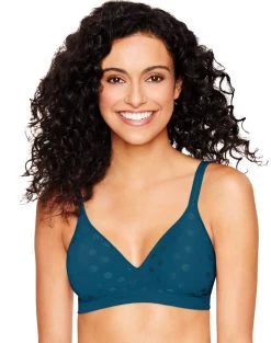 Hanes Ultimate Perfect Coverage ComfortFlex Fit® Women's Wirefree Bra -Outfit Fashion Shop HBI HU08 DeepestTealDot