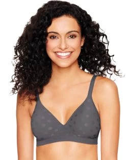 Hanes Ultimate Perfect Coverage ComfortFlex Fit® Women's Wirefree Bra -Outfit Fashion Shop HBI HU08 DivineGreyDot