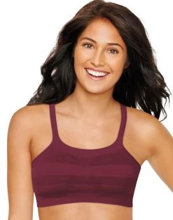Hanes Ultimate Bandini® ComfortFlex Fit® Women's Wirefree Bra 25 Hanes Ultimate Bandini® ComfortFlex Fit® Women's Wirefree Bra -Outfit Fashion Shop HBI HU12 BurgundySunsetHeatheredRugbyStripe
