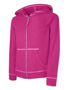 Hanes Girls` Slub Jersey Full-Zip Hoodie