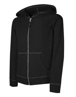 Hanes Girls` Slub Jersey Full-Zip Hoodie -Outfit Fashion Shop HBI KK208 Black