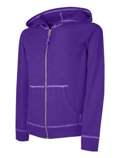 Hanes Girls` Slub Jersey Full-Zip Hoodie -Outfit Fashion Shop HBI KK208 PurpleCrush