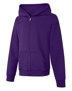 Hanes Girls` ComfortSoft EcoSmart Full-Zip Hoodie Sweatshirt -Outfit Fashion Shop HBI KK270 PurpleThora