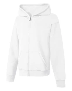 Hanes Girls` ComfortSoft EcoSmart Full-Zip Hoodie Sweatshirt -Outfit Fashion Shop HBI KK270 White