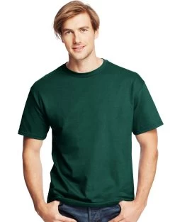 Hanes Mens ComfortSoft 4-Pack Crewneck T-Shirts -Outfit Fashion Shop HBI O5280 DeepForest