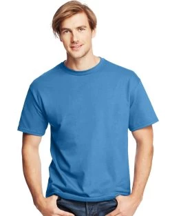Hanes Mens ComfortSoft 4-Pack Crewneck T-Shirts -Outfit Fashion Shop HBI O5280 DenimBlue