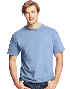 Hanes Mens ComfortSoft 4-Pack Crewneck T-Shirts -Outfit Fashion Shop HBI O5280 LightBlue