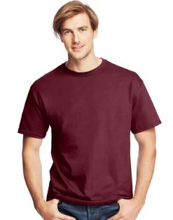 Hanes Mens ComfortSoft 4-Pack Crewneck T-Shirts -Outfit Fashion Shop HBI O5280 Maroon
