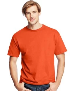 Hanes Mens ComfortSoft 4-Pack Crewneck T-Shirts -Outfit Fashion Shop HBI O5280 Orange